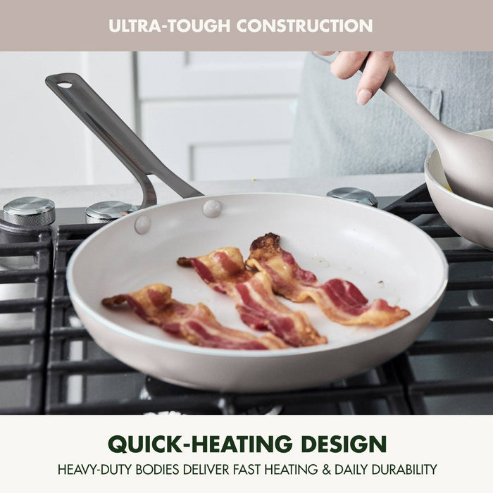 GreenPan Nova 7pc Ceramic Nonstick Aluminum Cookware Set Cloud Gray with Black Stainless Steel Handles (LOCAL PICKUP ONLY)