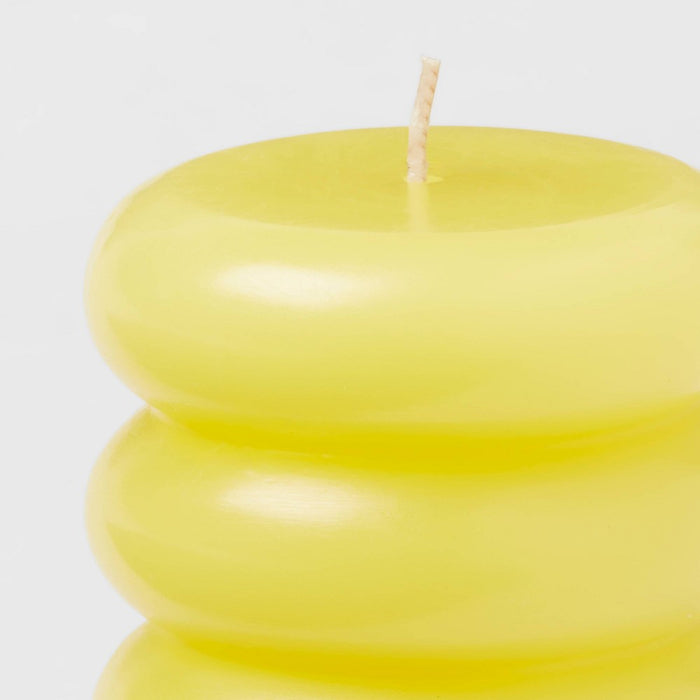 Shaped Pillar Candle Stacked Yellow - Opalhouse: Unscented, Paraffin Wax, Burn Time 35hrs