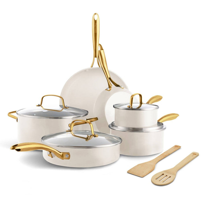 GreenPan Studio 12pc Aluminum Ceramic Nonstick Cookware Set Linen (LOCAL PICKUP ONLY)