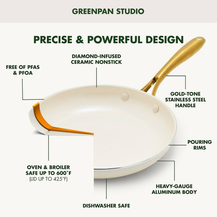 GreenPan Studio 12pc Aluminum Ceramic Nonstick Cookware Set Linen (LOCAL PICKUP ONLY)