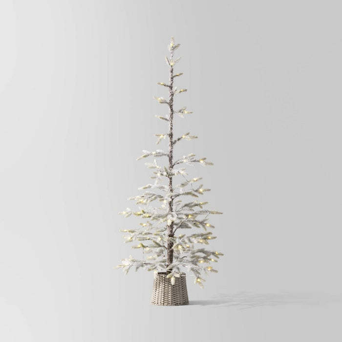 5' Pre-lit Flocked Balsam Fir Artificial Christmas Tree with Basket Base Warm White LED Lights - Wondershop (LOCAL PICKUP ONLY)