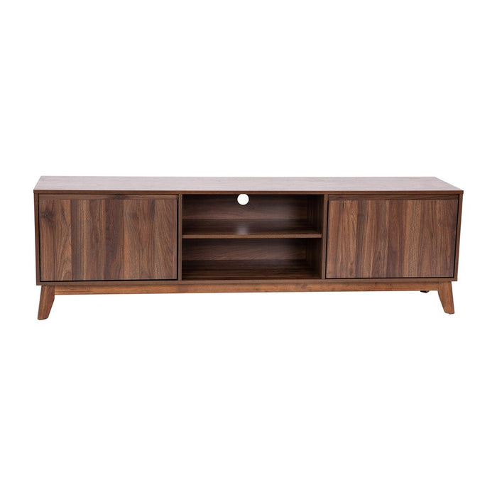 Flash Furniture Hatfield Engineered Wood TV Stand For 65"+ Tvs, Media Console/TV Cabinet With Adjustable Shelf And Soft Close Doors, Dark Walnut (LOCAL PICKUP ONLY)