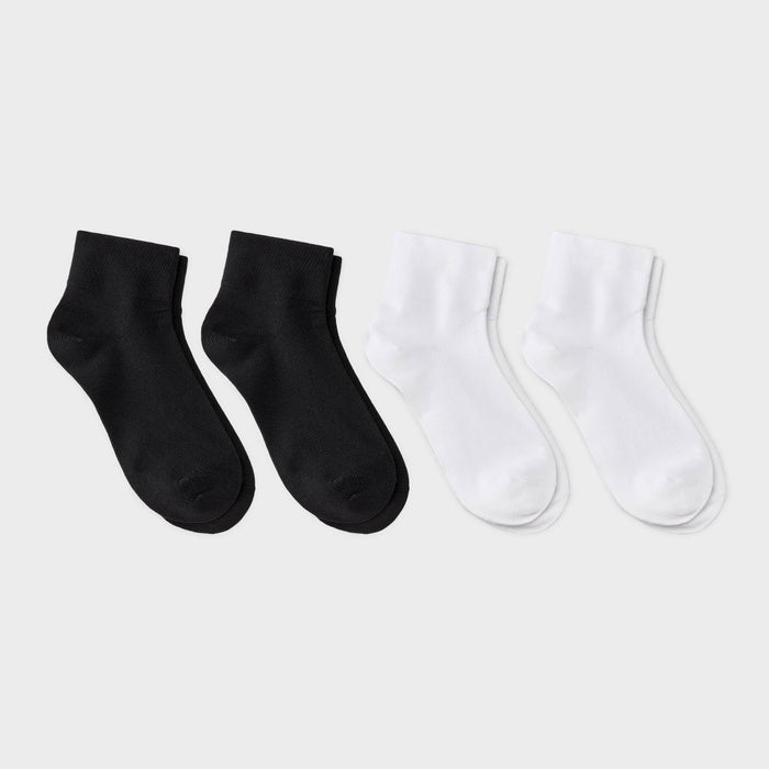 Women's Ultra Smooth Supersoft Fine Gauge Knit 4pk Ankle Socks - Auden Black/White 4-10