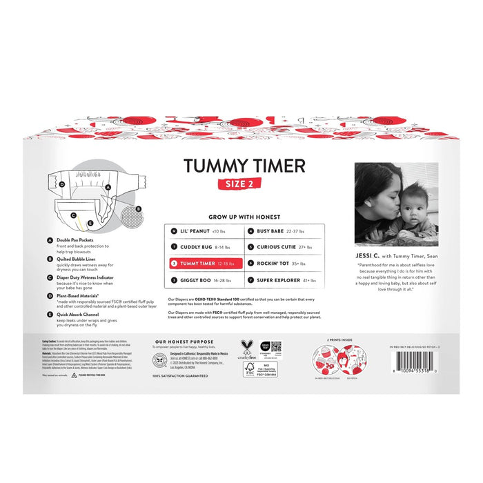 The Honest Company Clean Conscious Disposable Diapers In-RED-Ibly Delicious & So Fetch - Size 2 - 72ct