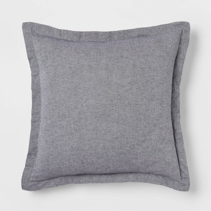 Euro Cotton Linen Blend Chambray Decorative Throw Pillow Navy - Threshold: Indoor Square Pillow, Zipper Closure, OEKO-TEX Certified (LOCAL PICKUP ONLY)