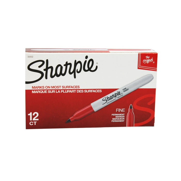 SINGLE BOX OF 12 Sharpie Fine Point Permanent Marker, Red, Box of 12