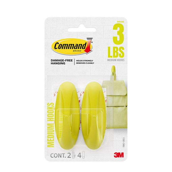 Command Medium Designer Hook, Citron, 2 Hook, 4 Strip