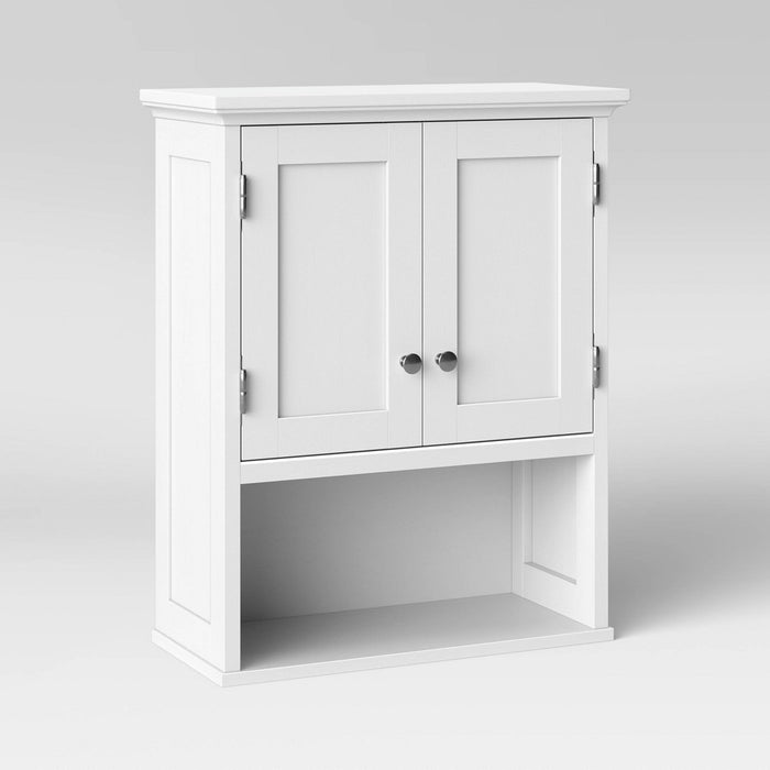 Wood Wall Cabinet White - Threshold: MDF Floating Shelf, Over Toilet Storage, 2 Shelves (LOCAL PICKUP ONLY)