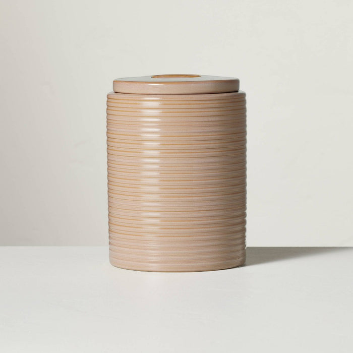 55oz Ribbed Stoneware Canister Blush - Hearth & Hand with Magnolia