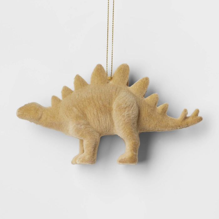 Flocked Stegosaurus Christmas Tree Ornament Tan - Wondershop