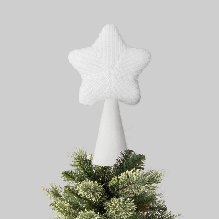 8.75" Knit Fabric Star Mini Christmas Tree Topper White - Wondershop