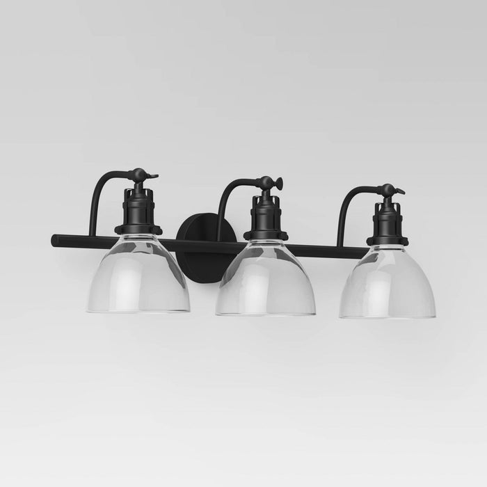 3-Light Industrial Glass Chandelier Matte Black - Threshold