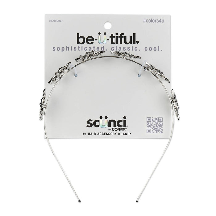 scunci be-u-tiful Rhinestone Embellished Floral Metal Headband - Silver