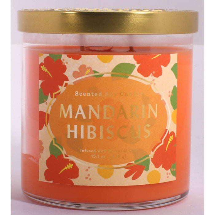 2-Wick 15.1oz Large Jar Candle Mandarin Hibiscus - Opalhouse: Soy Wax Blend, Glass Container, 50hr Burn Time