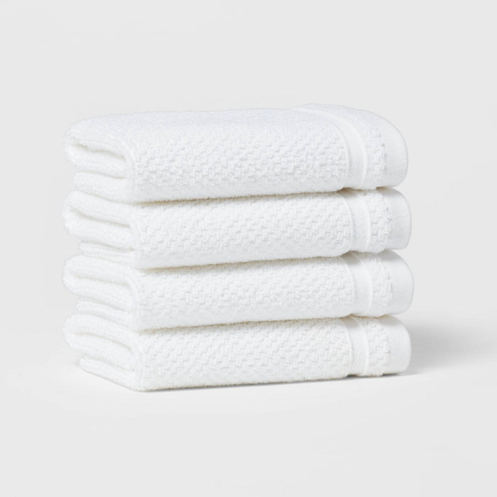 4pk Performance Texture Washcloth Set White - Threshold