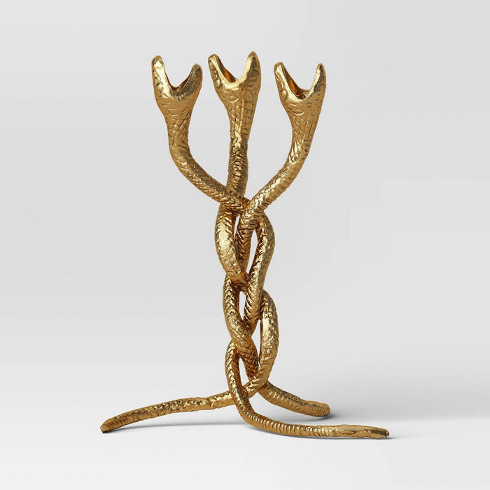 Snake Candelabra Taper Candle Holder Aluminum Gold - Threshold