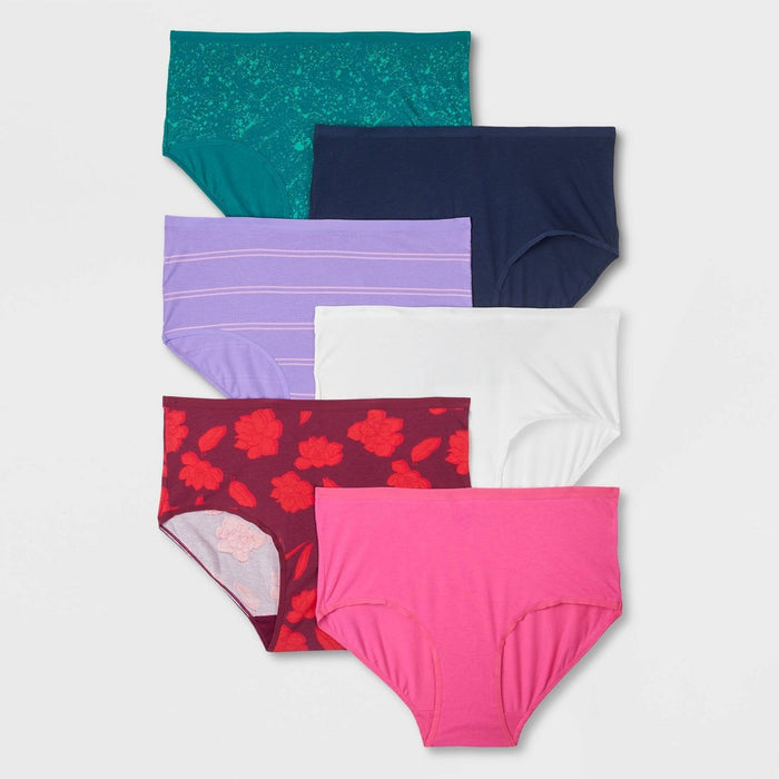 Women's 6pk Fashion Print Briefs - Auden Multi XXL