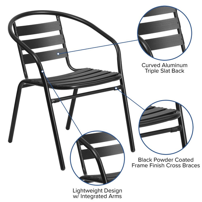 Flash Furniture Black Metal Restaurant Stack Chair with Aluminum Slats (LOCAL PICKUP ONLY)