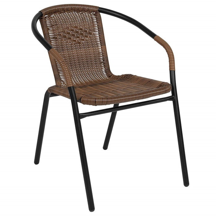 Flash Furniture Lila Medium Brown Rattan Indoor-Outdoor Restaurant Stack Chair (LOCAL PICKUP ONLY)