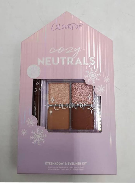 ColourPop Quad Eyeshadow Palette with Creme Gel Liner Gift Set- Cozy Neutrals