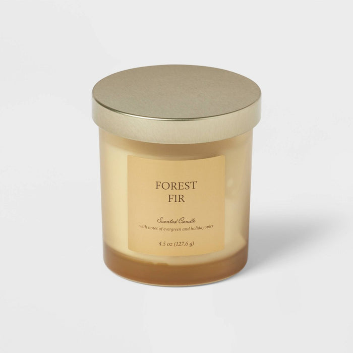 4.5oz Glass Forest Fir Candle Gold - Threshold
