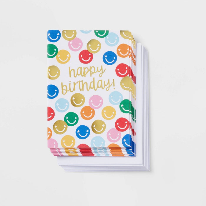 10ct Happy Birthday! Smiley Cards - Spritz
