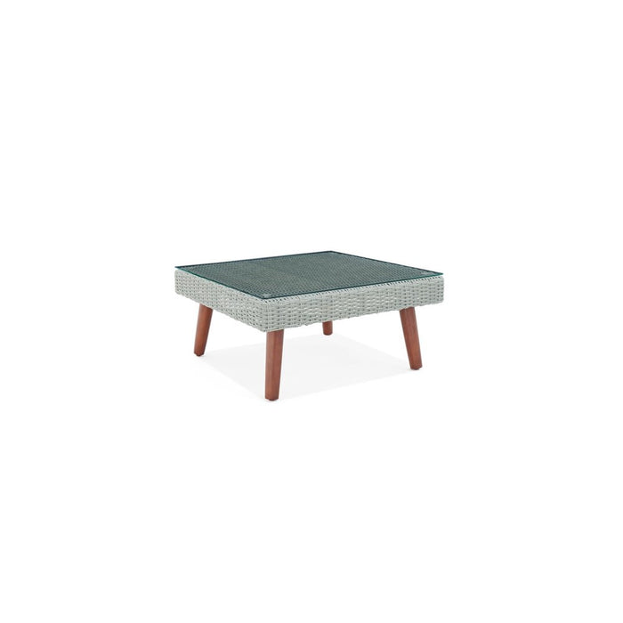 Albany All-Weather Wicker Outdoor Gray 29" Square Coffee Table With Glass Top (LOCAL PICKUP ONLY)