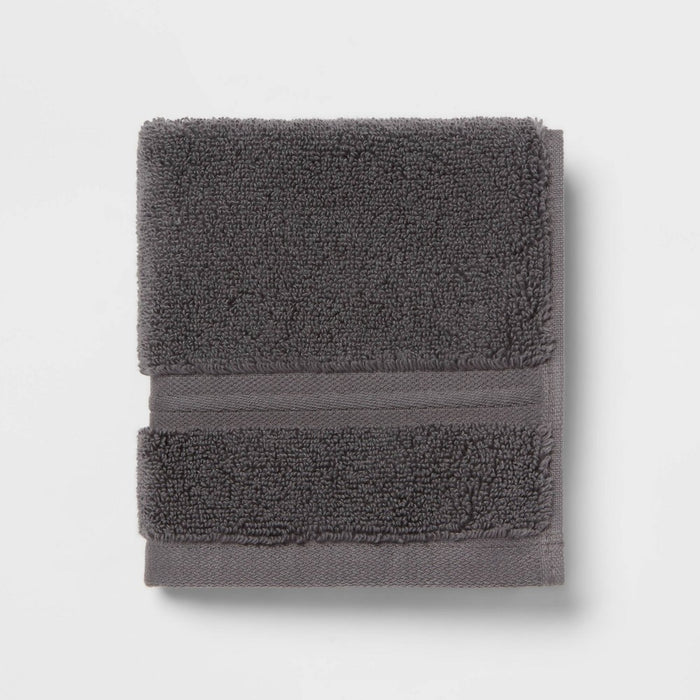 Threshold Spa Plush Washcloth Dark Gray : Microfiber, Machine Washable, Non-Slip Backing