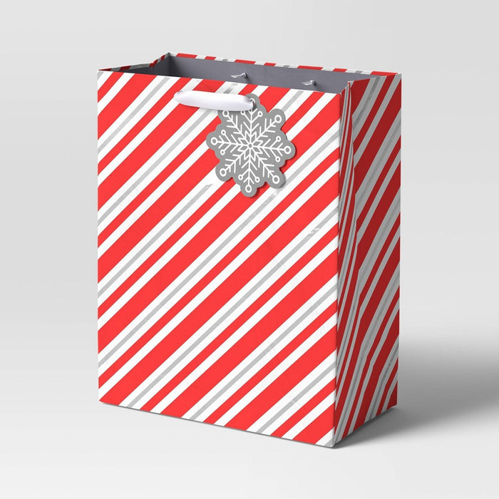 Diagonal Stripe Cub Christmas Gift Bag Red - Wondershop