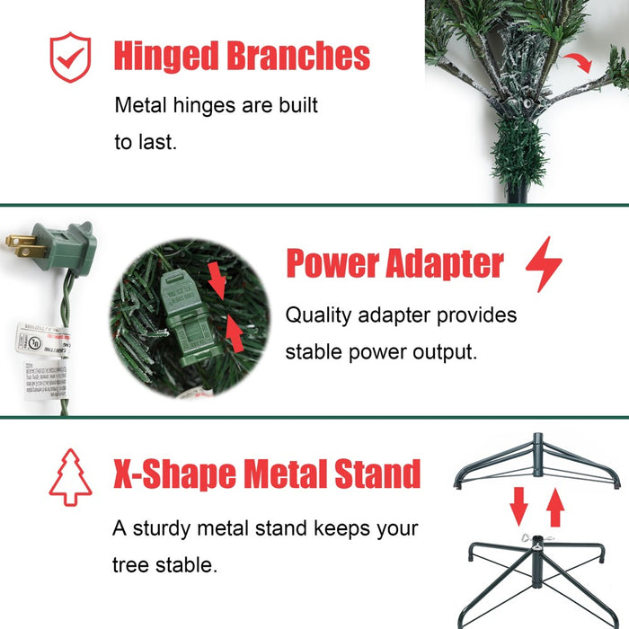 LuxenHome 6.5' Pre-Lit Full Artificial Snow-Flocked Christmas Tree Green (LOCAL PICKUP ONLY)