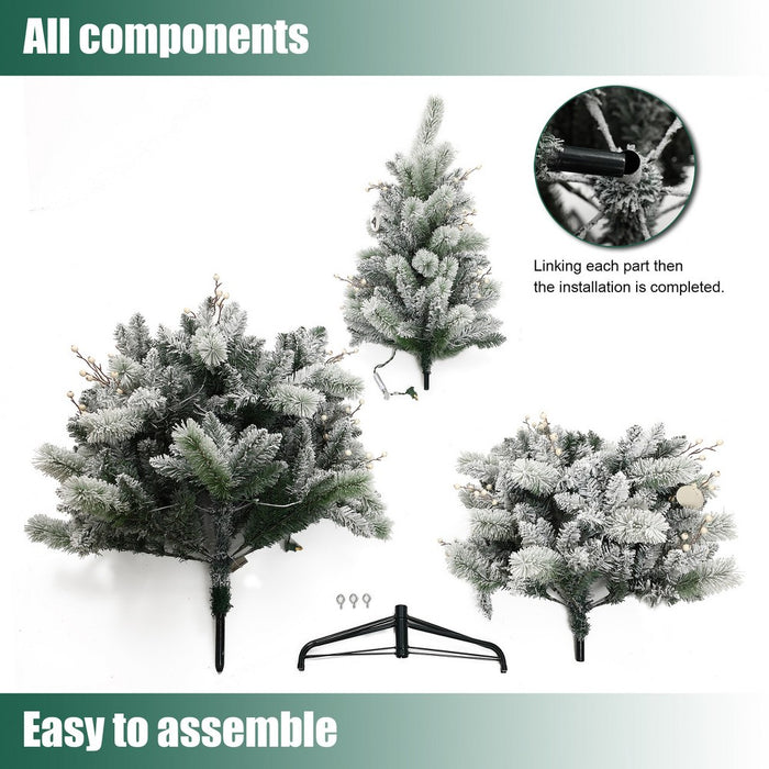 LuxenHome 6.5' Pre-Lit Full Artificial Snow-Flocked Christmas Tree Green (LOCAL PICKUP ONLY)