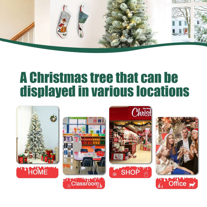 LuxenHome 6.5' Pre-Lit Full Artificial Snow-Flocked Christmas Tree Green (LOCAL PICKUP ONLY)