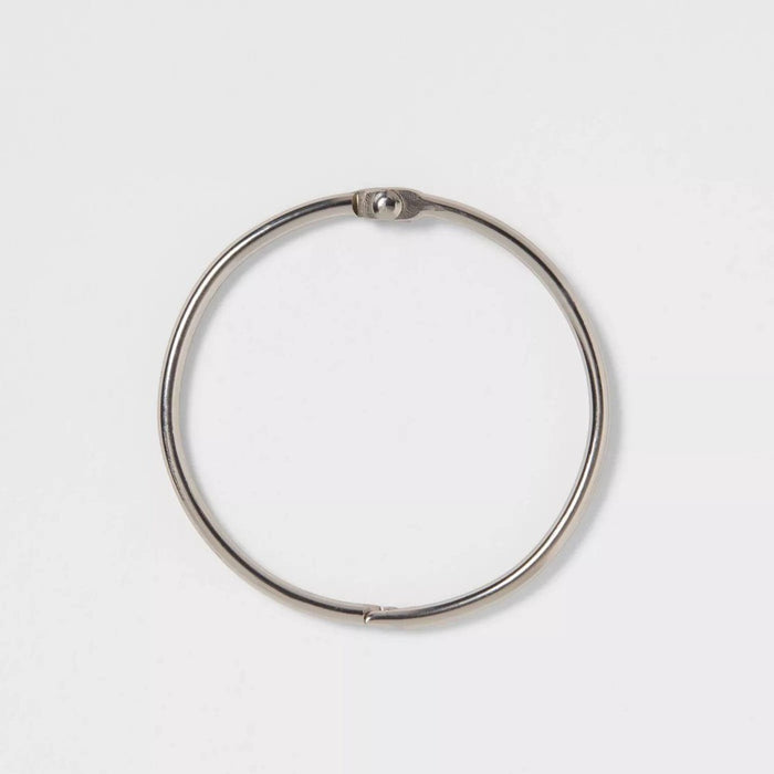 O Ring with 3mm Wire Brushed Nickel - Threshold: Iron Material, Nickel-Plated Finish, Set of 12 Curtain Rings