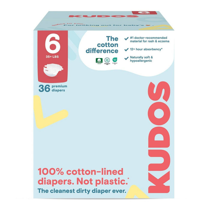 Kudos Chlorine Free Cotton-Lined Disposable Diapers - Size 6 - 36ct