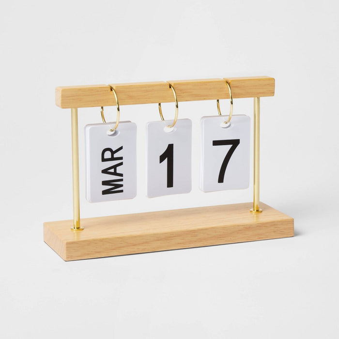 Rubber Wood Desk Calender Natural Wood - Threshold