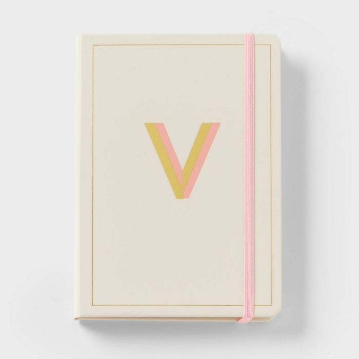 192pg College Ruled Journal 5"x7" Cream Monogram V - Opalhouse