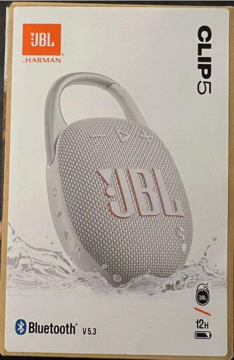 JBL Clip 5 Portable Bluetooth Waterproof Speaker - White