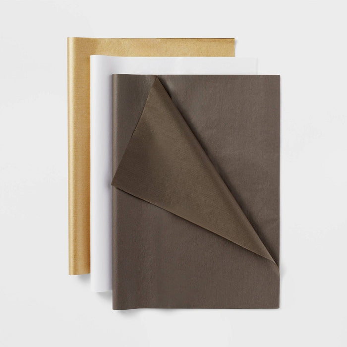 20ct Gold/White/Brown Banded Tissue Paper - Spritz