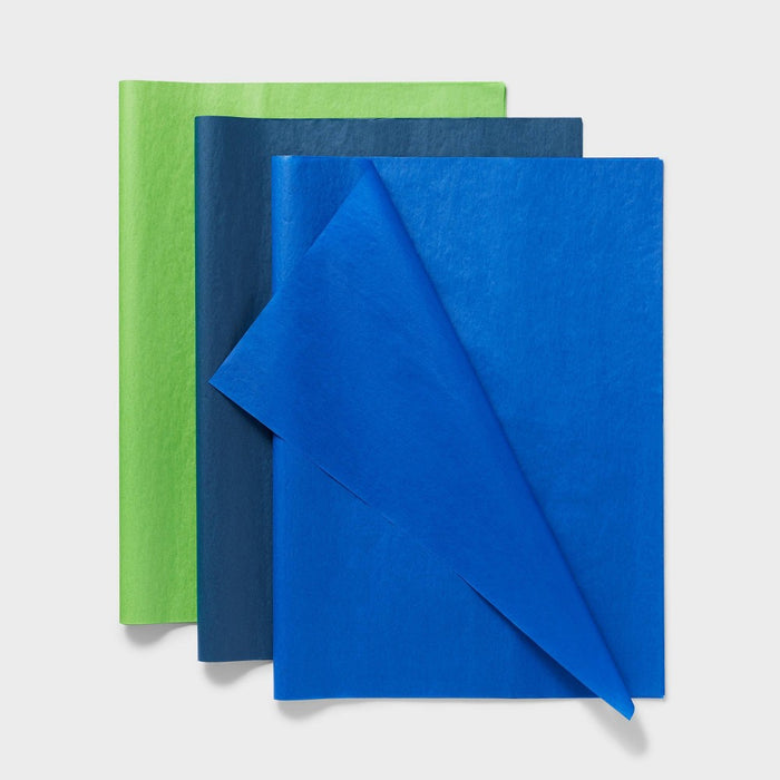 3 Step Striped Tissue Paper Blue/Green - Spritz