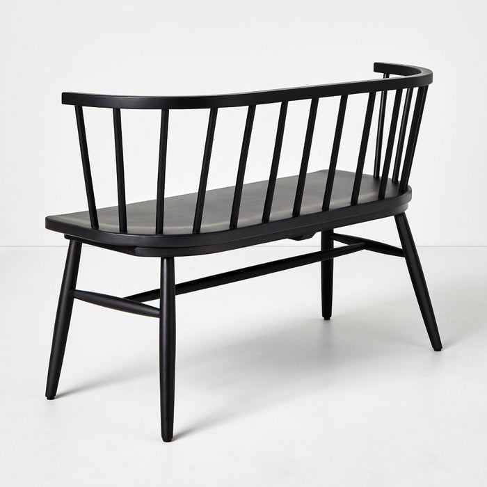 Shaker Wooden Dining Bench with Curved Back - Black - Hearth & Hand with Magnolia: Rubberwood Frame, Seats Two (LOCAL PICKUP ONLY)
