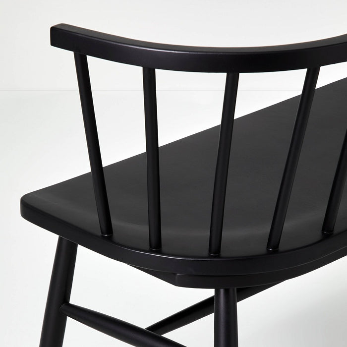 Shaker Wooden Dining Bench with Curved Back - Black - Hearth & Hand with Magnolia: Rubberwood Frame, Seats Two (LOCAL PICKUP ONLY)