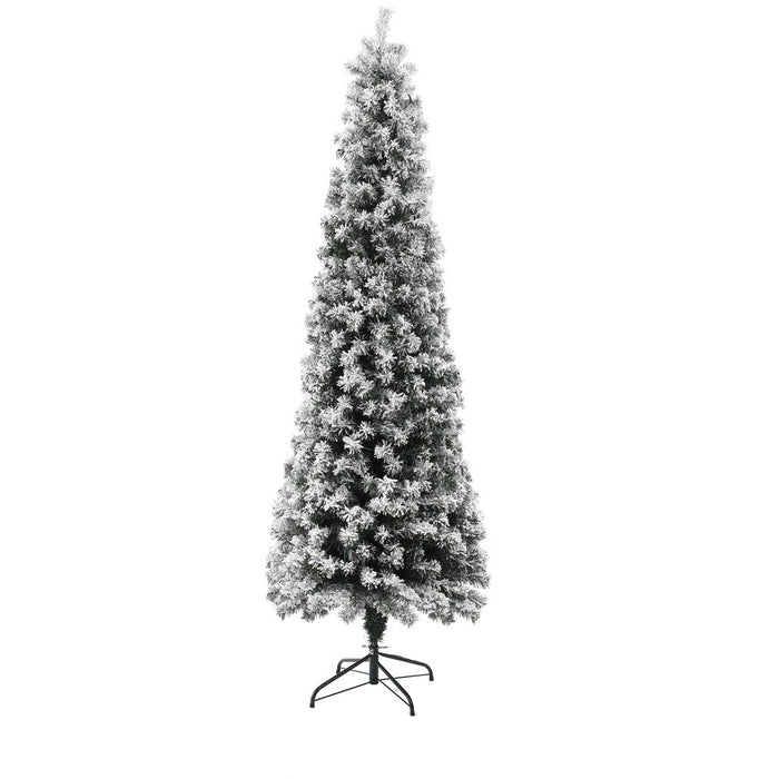 LuxenHome 7.4Ft Prelit Christmas Tree with Metal Stand, Slim Fir Artificial Flocked Christmas Tree with 300 LED Lights Off-White (LOCAL PICKUP ONLY)