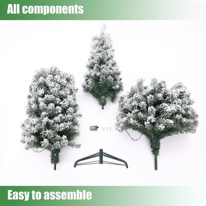 LuxenHome 7.4Ft Prelit Christmas Tree with Metal Stand, Slim Fir Artificial Flocked Christmas Tree with 300 LED Lights Off-White (LOCAL PICKUP ONLY)