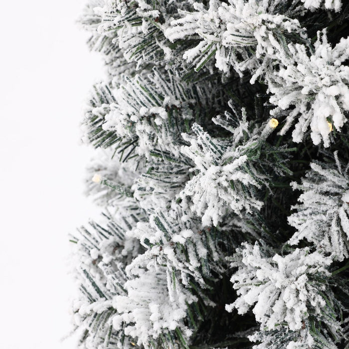 LuxenHome 7.4Ft Prelit Christmas Tree with Metal Stand, Slim Fir Artificial Flocked Christmas Tree with 300 LED Lights Off-White (LOCAL PICKUP ONLY)