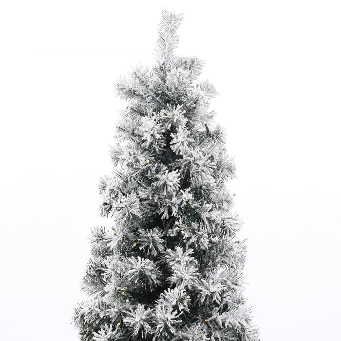 LuxenHome 7.4Ft Prelit Christmas Tree with Metal Stand, Slim Fir Artificial Flocked Christmas Tree with 300 LED Lights Off-White (LOCAL PICKUP ONLY)