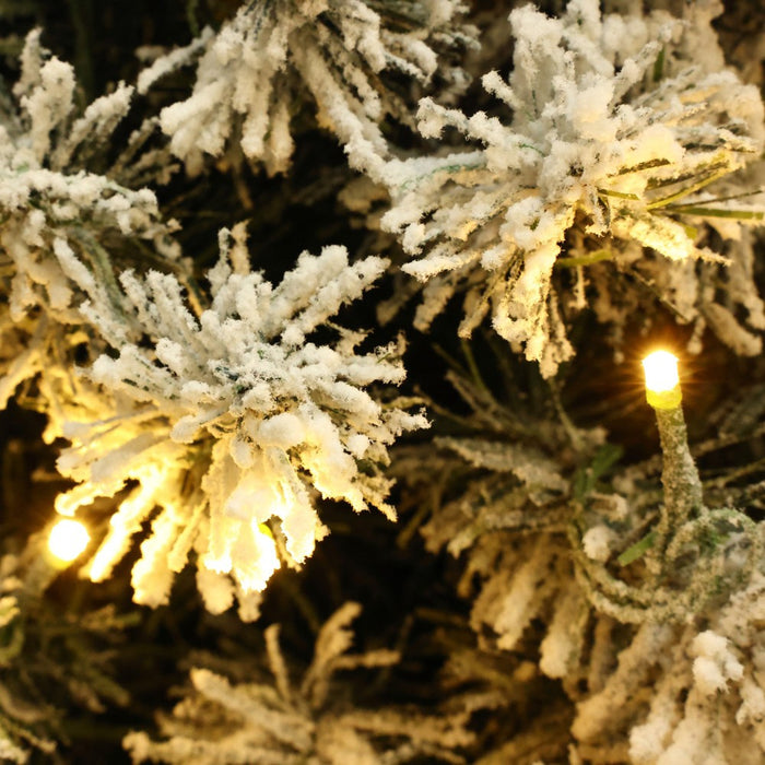 LuxenHome 7.4Ft Prelit Christmas Tree with Metal Stand, Slim Fir Artificial Flocked Christmas Tree with 300 LED Lights Off-White (LOCAL PICKUP ONLY)