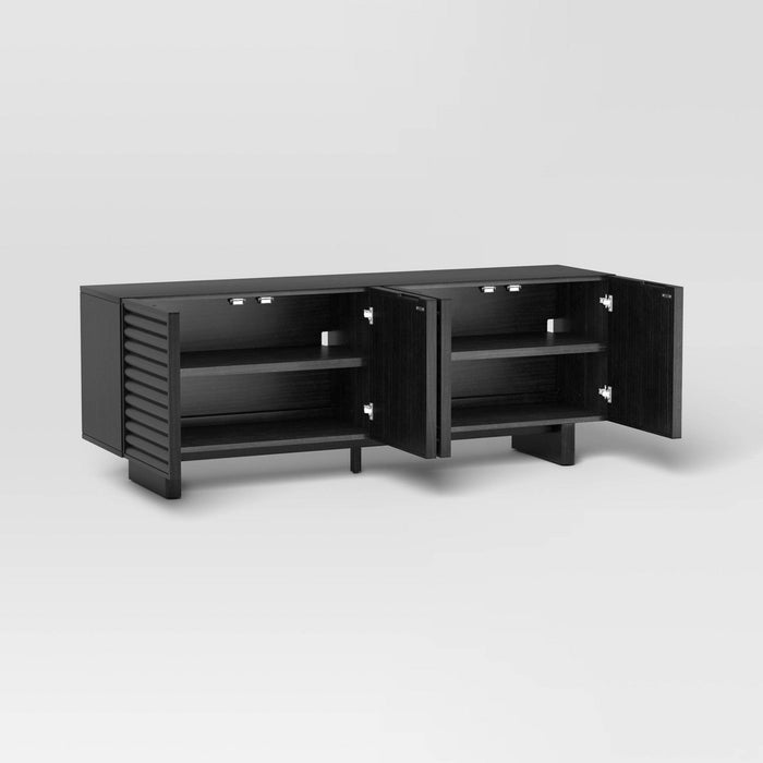 Fluted TV Stand for TVs up to 55" Black - Threshold: Entertainment Center with Adjustable Shelves (LOCAL PICKUP ONLY)