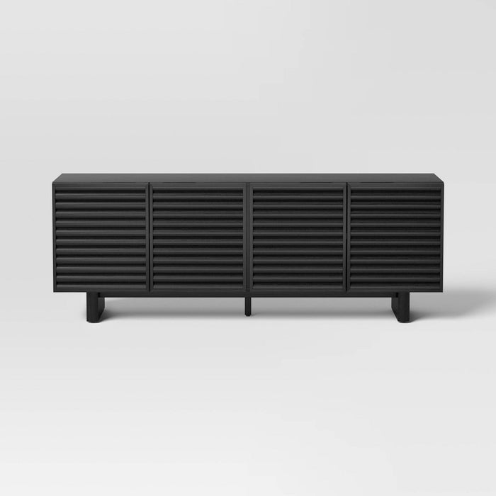Fluted TV Stand for TVs up to 55" Black - Threshold: Entertainment Center with Adjustable Shelves (LOCAL PICKUP ONLY)