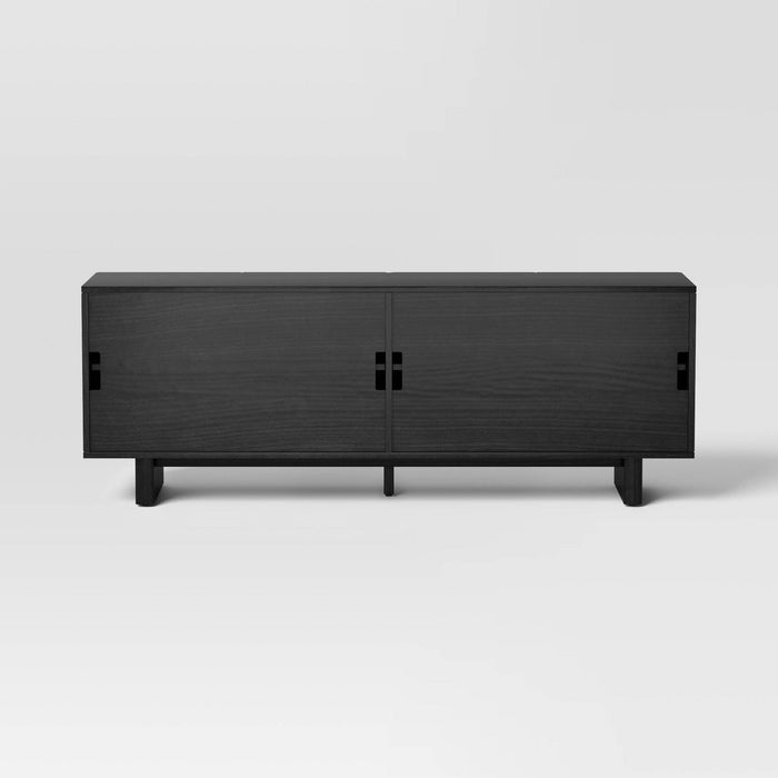 Fluted TV Stand for TVs up to 55" Black - Threshold: Entertainment Center with Adjustable Shelves (LOCAL PICKUP ONLY)