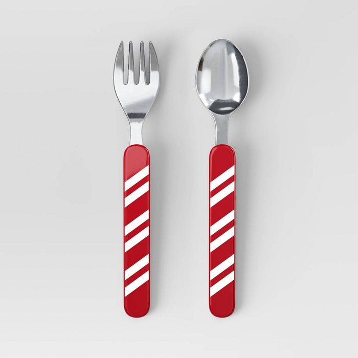 2pc Christmas Flatware Set Red - Wondershop